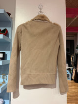 Rabbit fur and wool zip up sweater jacket in tan - size s-l