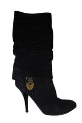 Dior slouch suede leather knee high boots with chain link accent (38)