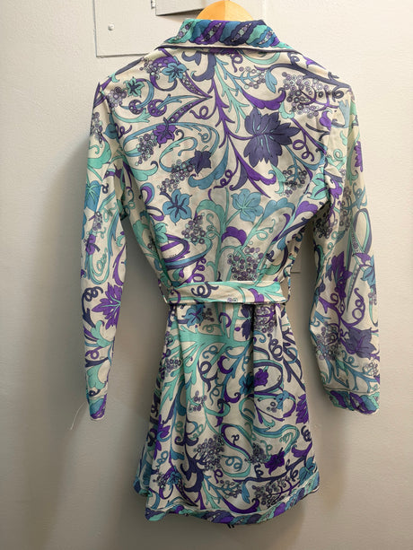 Vintage 1960s/70s Emilio Pucci for Formfit Rogers Blue and Purple Mini Dress and Matching Robe size Small