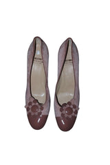 Moschino dusty pink round toe kitten heels with flowers (39)