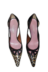 Dolce & Gabbana leopard/black cutout heels with bows (40)