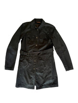 Prada 2004 black trench coat with silver belted eyelets (sz 42)