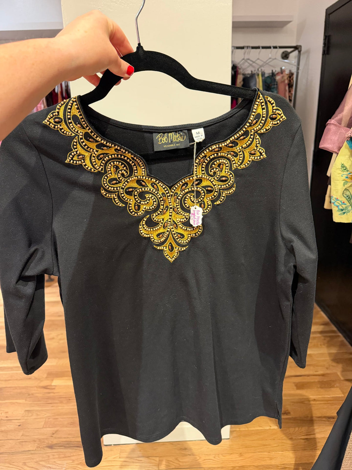 Bob Mackie Black beaded top - sku tuv #400