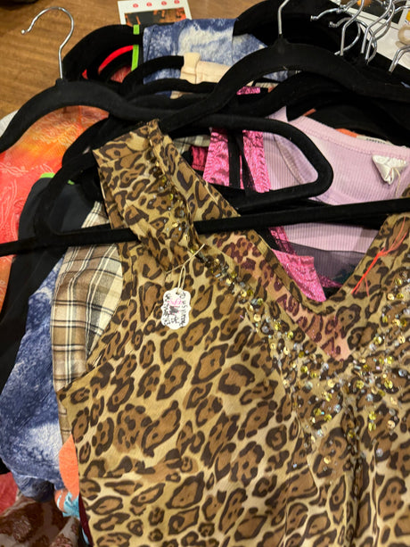 Cheetah tank top with bedazzled top