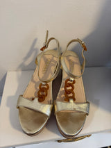Prada Metallic Gold Leather Sandals size EU 40 - TUV #567325