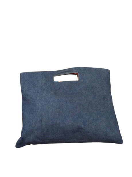 Chanel denim floral foldover clutch