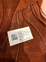 Vintage brown leather vest with fringe TUV #123425