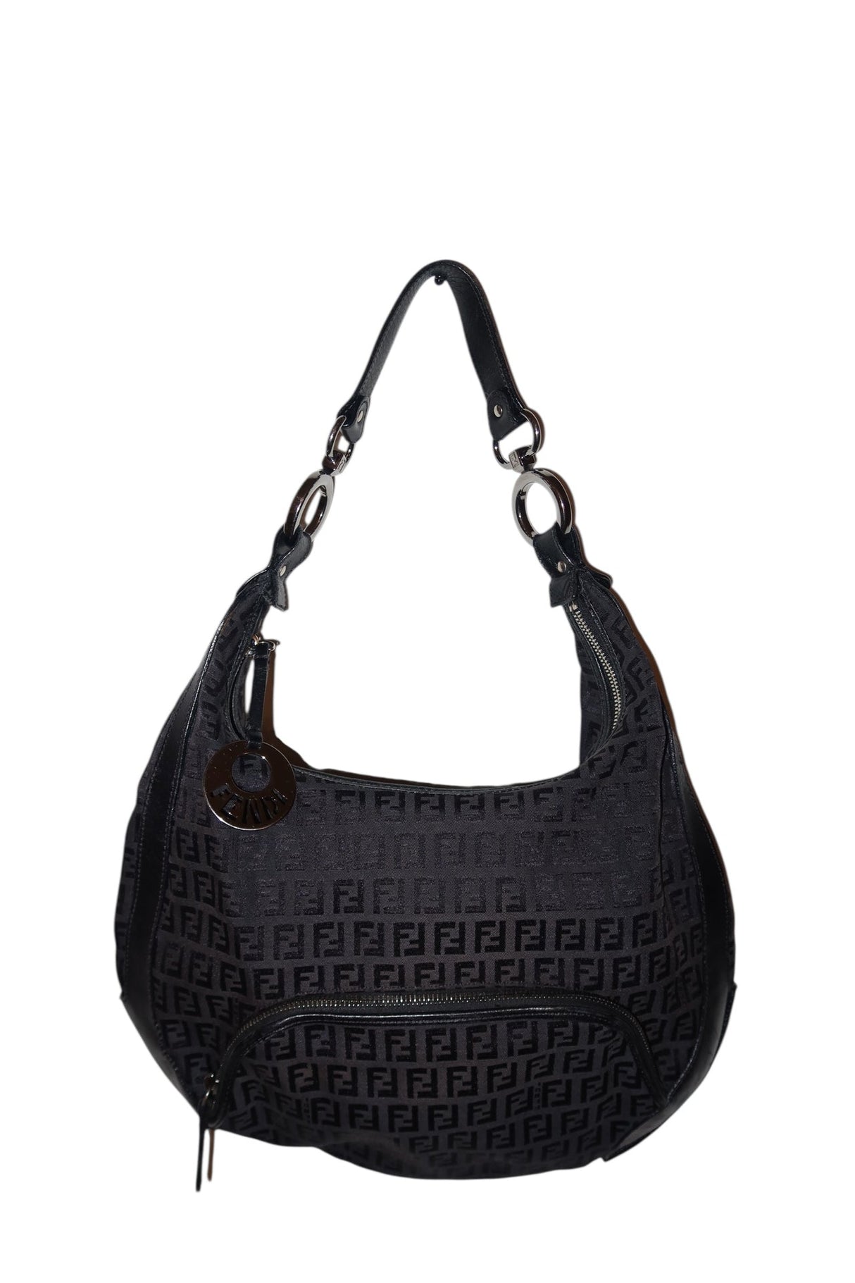 Fendi black half moon hobo bag