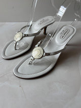 Coach US 8 White Leather Thong Sandal