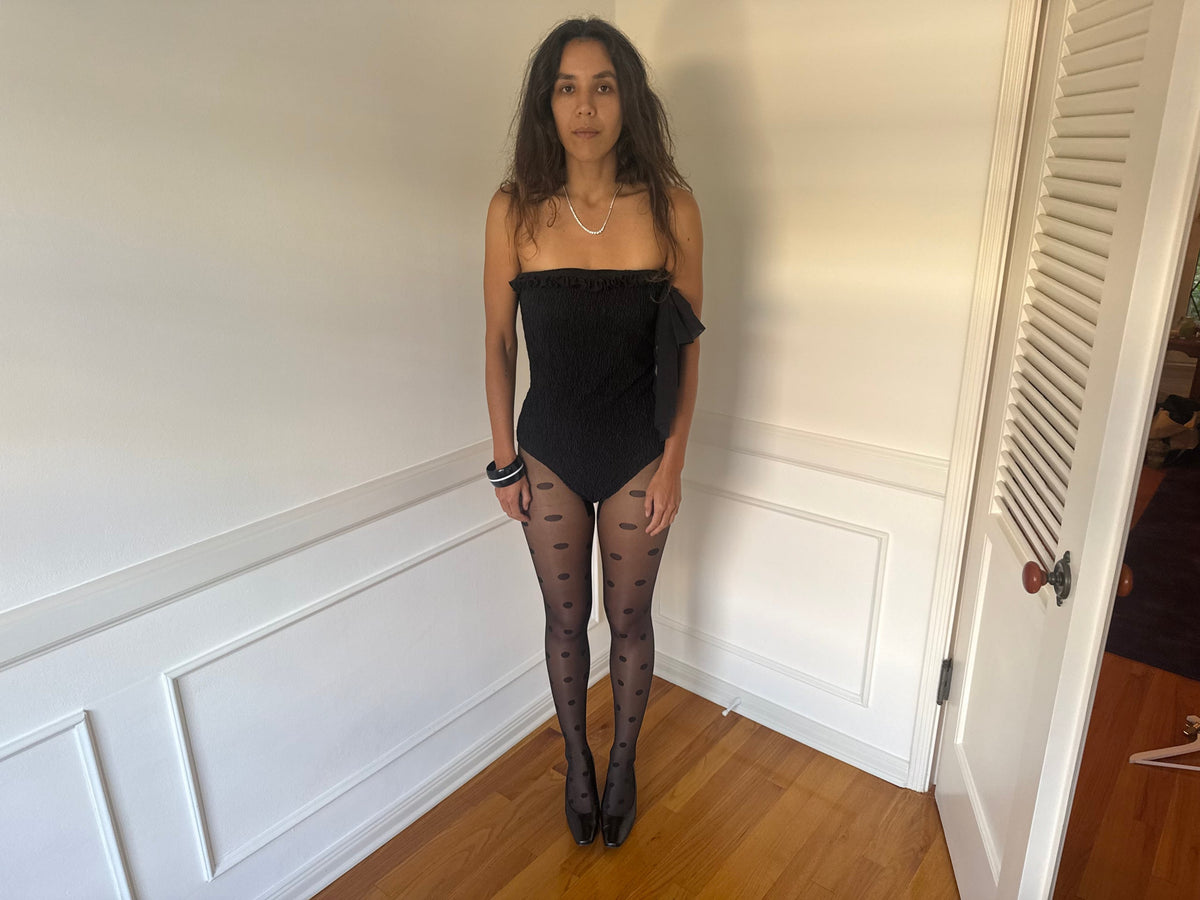 Oscar de la Renta Black Bow 1 Piece Bathing Suit
