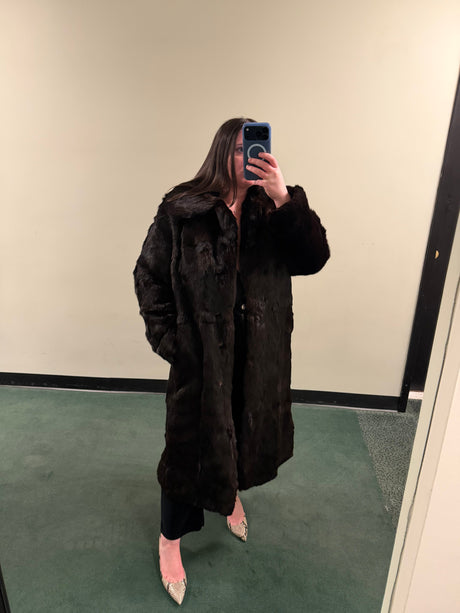 Full Length Chocolate Brown Rabbit Fur Coat