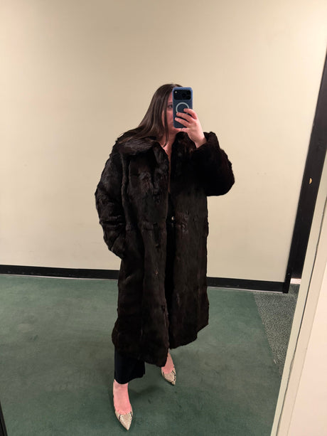 Full Length Chocolate Brown Rabbit Fur Coat
