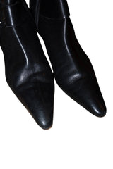 Manolo Blahnik black leather booties with silver circle details (39.5)