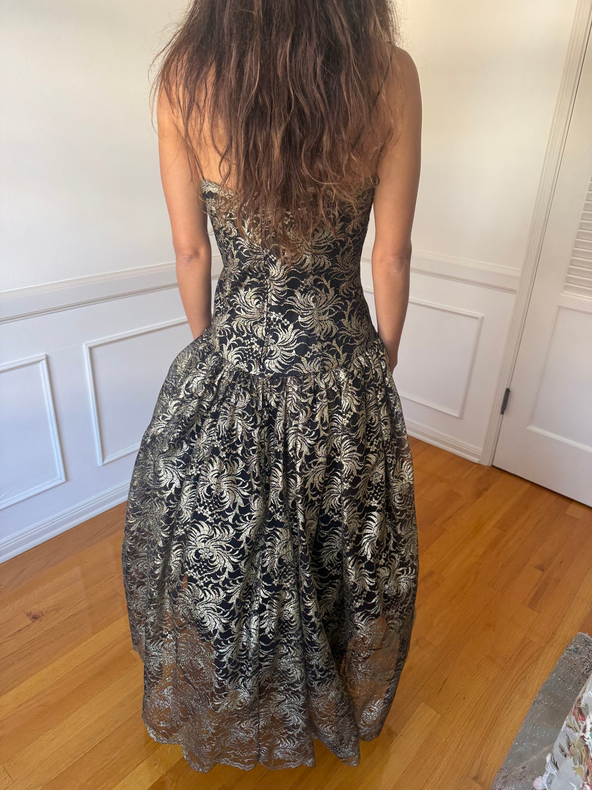 Saks Fifth Avenue Black and Gold Gown