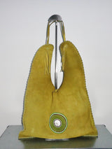 Italian Chartreuse Suede Fringe Tote Bag