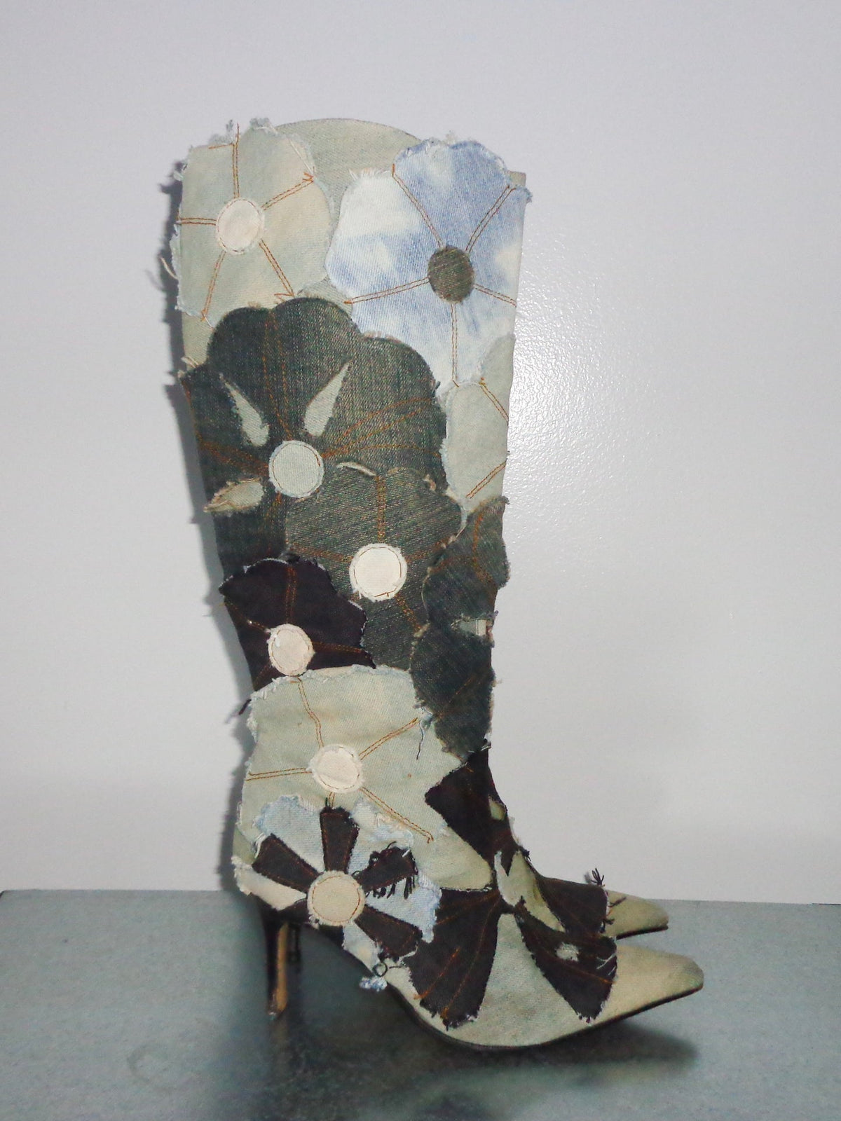Miss Sixty Patchwork Denim Heeled Boots