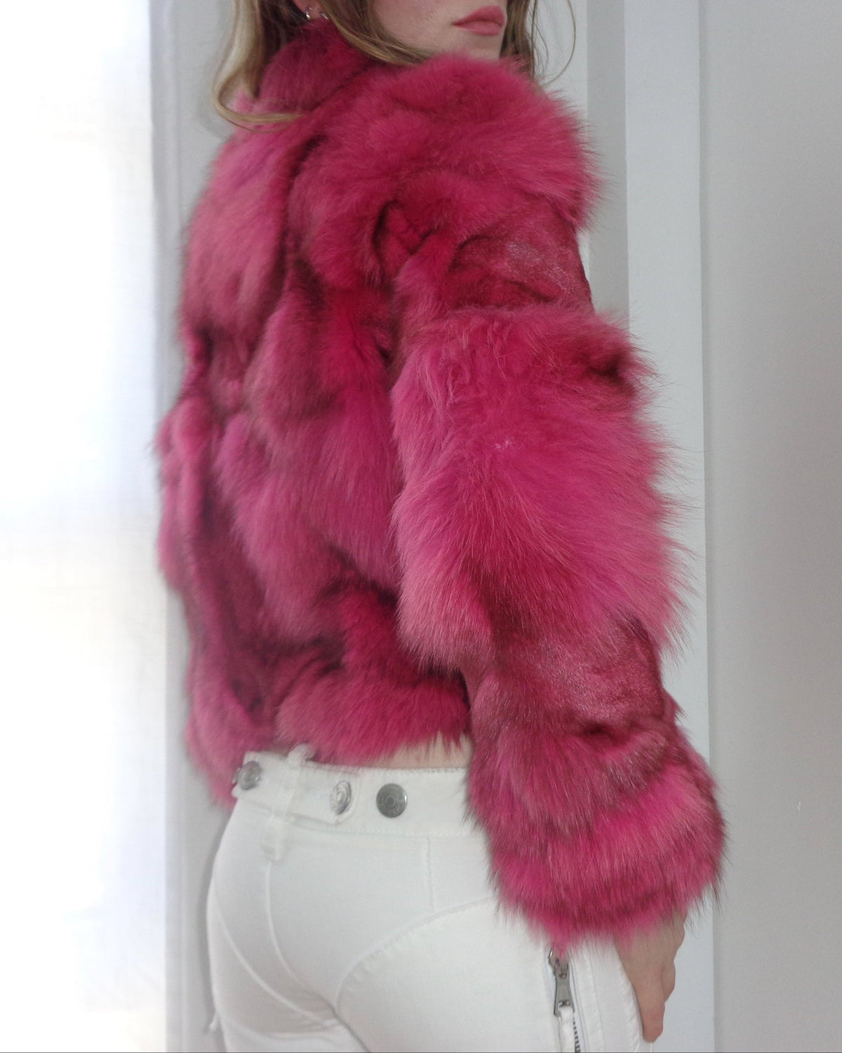 Hot Pink Fox Fur Coat