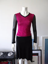 GUESS Pink Snakeskin and Black Mesh Sleeve Top