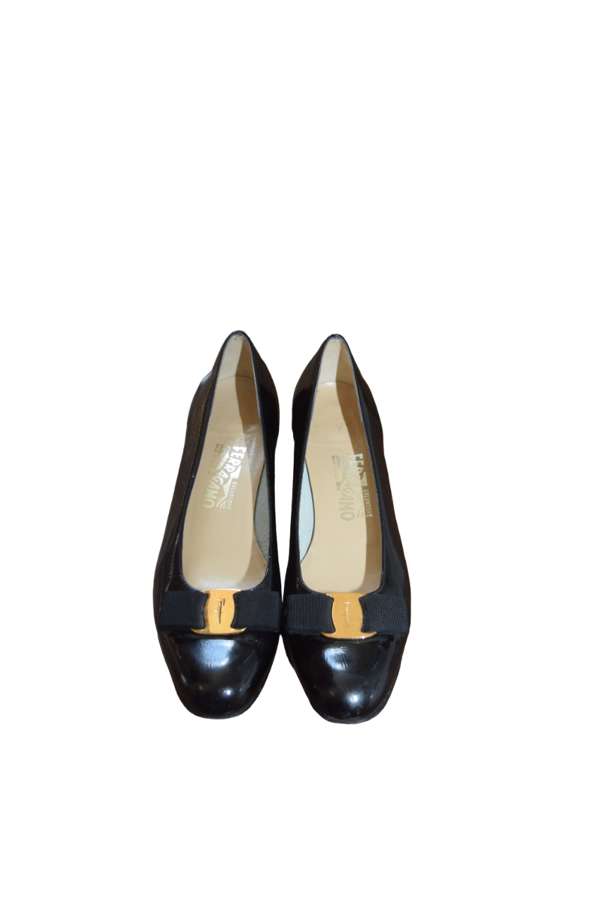 Salvatore Ferragamo Black Kitten Heels