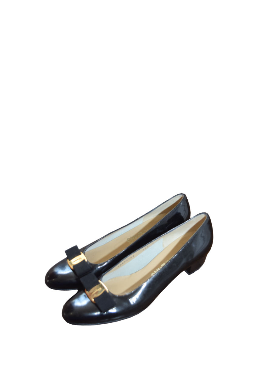 Salvatore Ferragamo Black Kitten Heels