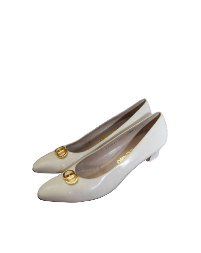 Salvatore Ferragamo White Kitten Heels