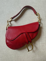 Christian Dior Vintage 2001 Red Saddle Bag Authentic Leather Original