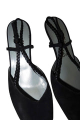 Salvatore Ferragamo black suede heels with braided slingback detail (10)
