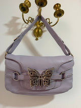 Authentic Vintage Valentino Garavani Spring/Summer 2004 Rhinestone Butterfly Lambskin Leather Shoulder Bag – Pastel Lilac
