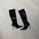Manolo Blahnik EU 35.5 Black Leather Pointed Toe Knee High Boot