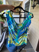 Emilio Pucci green blue and yellow 2000s top size Large - summer Pucci #1010