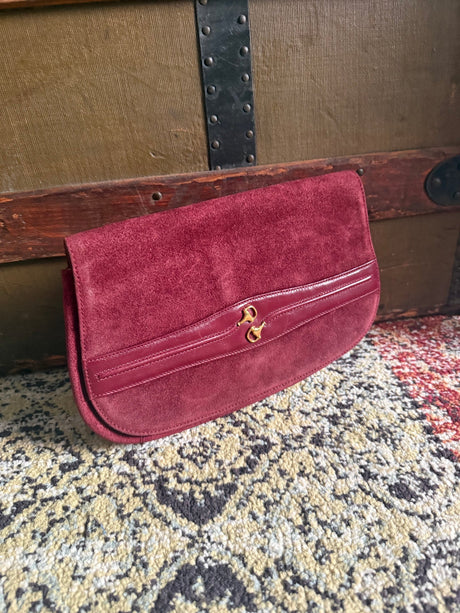 Gucci Vintage Suede Horsebit Clutch