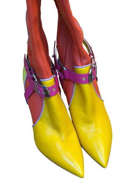 Moschino color block cowboy spur boots (40)