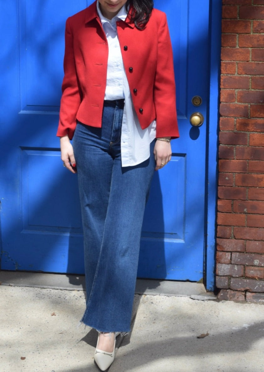 Versace Red Art Deco Blazer