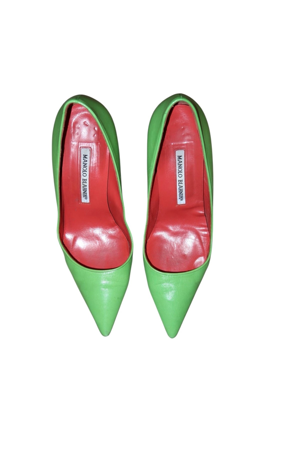 Manolo Blahnik green leather pumps (37)