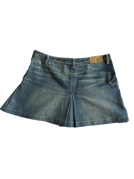 Just Cavalli blue washed denim tassel pleated mini skirt (44)