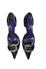 Prada black d’orsay heels with silver buckle (39.5)