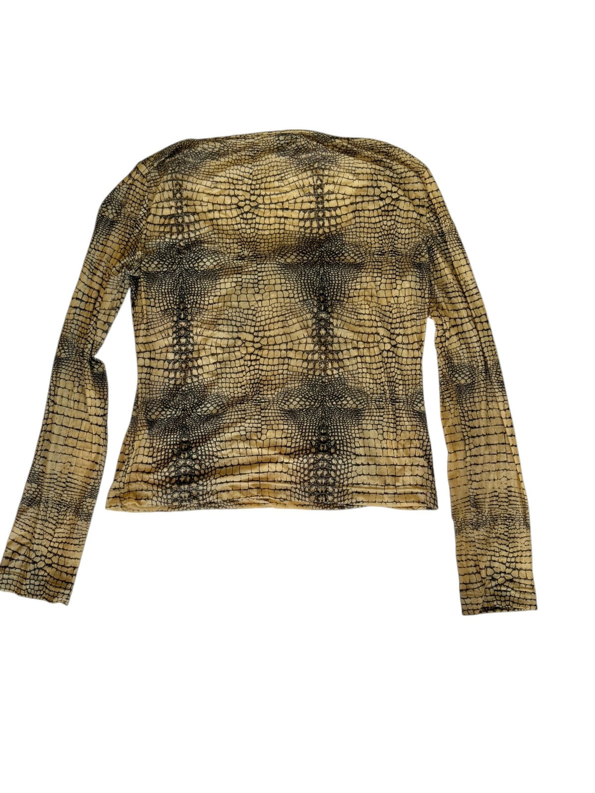 Cavalli crocodile print tan and black long sleeve top