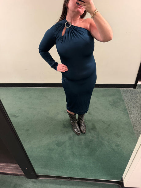 Just Cavalli Navy one shoulder dress