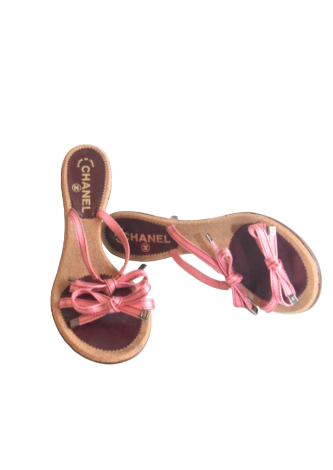 Chanel Pink Bow Sandals