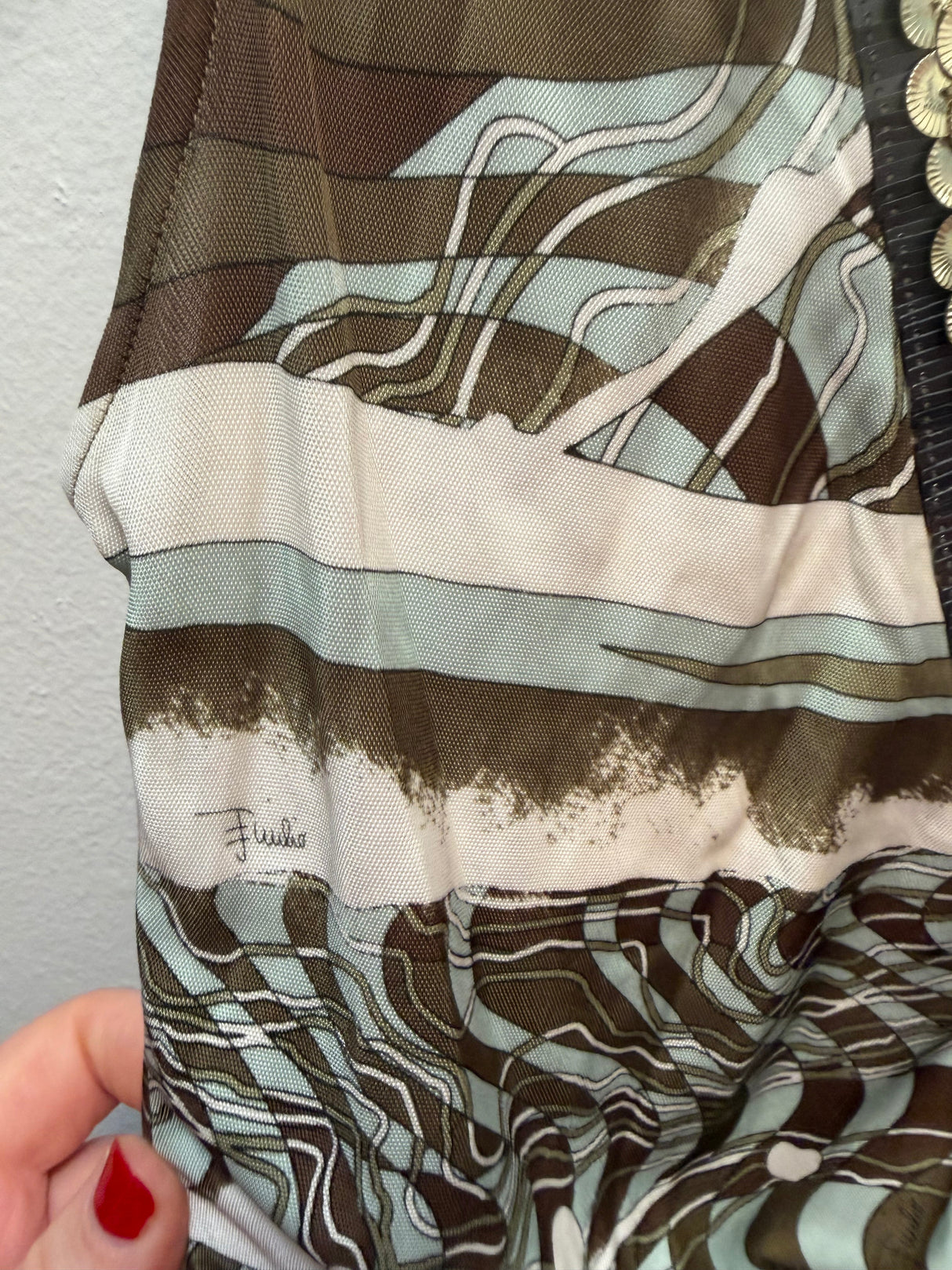 Vintage Emilio Pucci Abstract Jersey Dress with Sequin Details - US size 8