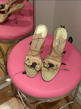 1996 Floral Metallic Manolo Heels