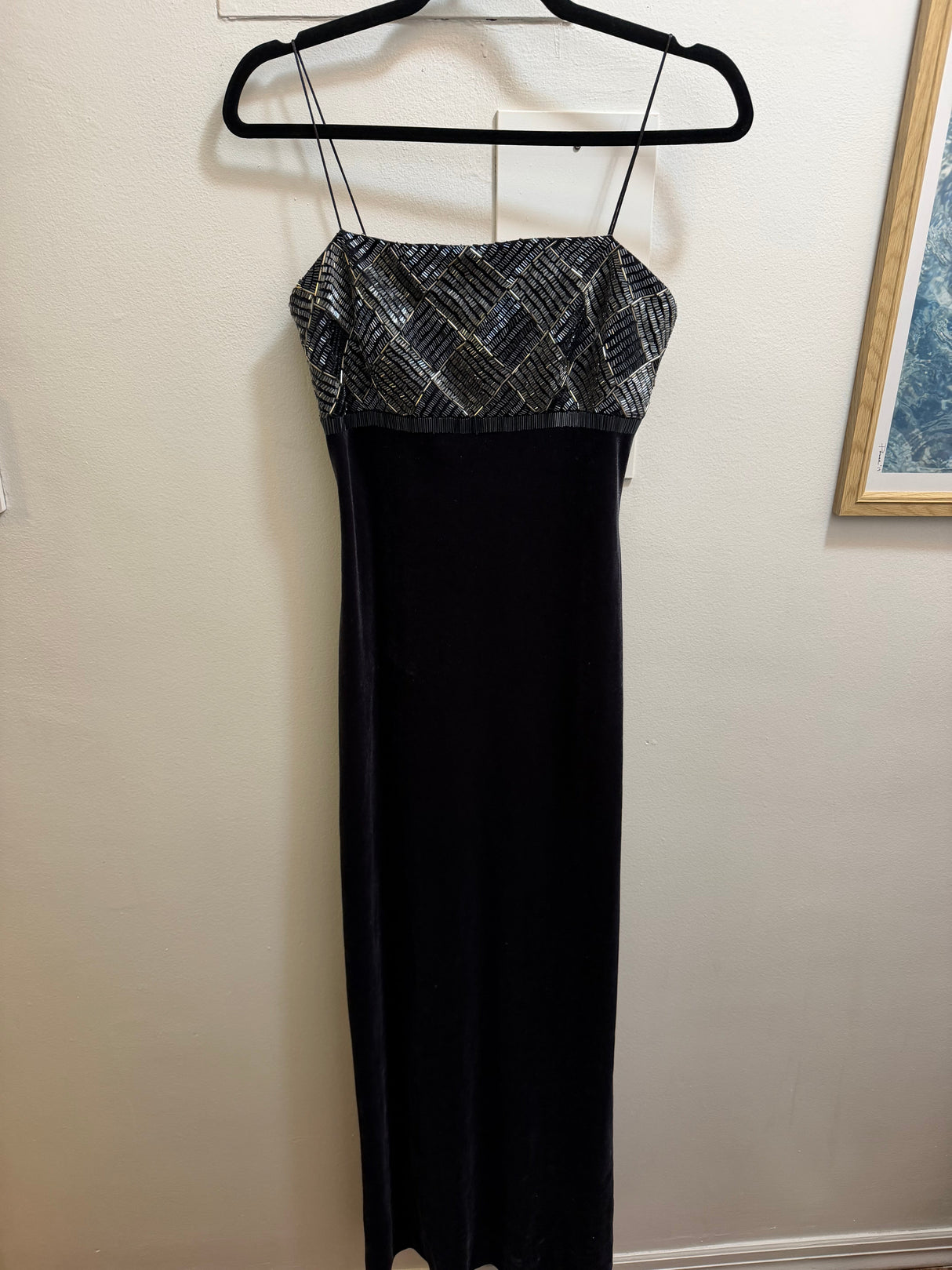 J.S. Boutique velvet dress with beaded bodice