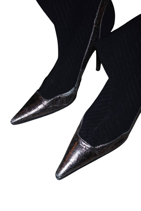 Casadei black pinstripe boots with silver details (9.5)