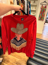VTG cowgirl red shirt/sweatshirt with bedazzled TUV #700