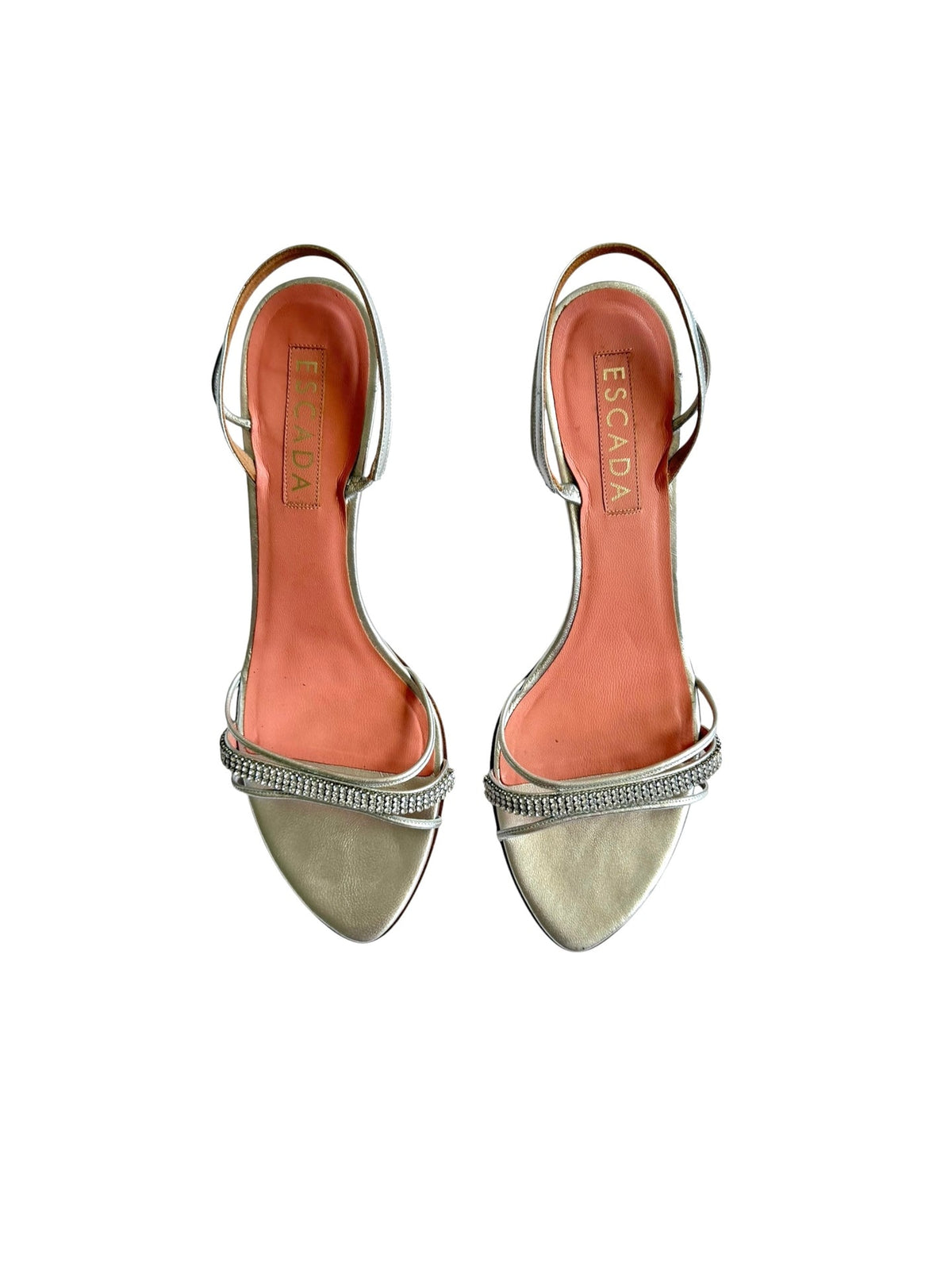 Escada silver metallic rhinestone strappy heels (40)