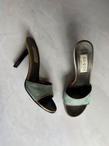 Gucci US 9.5 90s Monogram Canvas Open Toe Mules