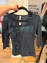 Age gets better with wine black bedazzled tee - sku tuv #88775