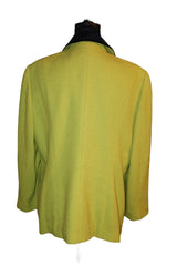 Escada lime green blazer with black velvet details