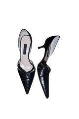 Escada black pointed toe croc kitten heels (37.5)