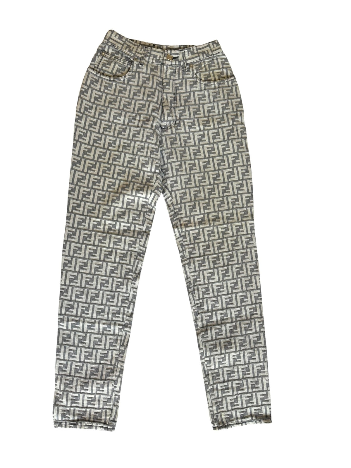 Fendi grey and white logo jeans